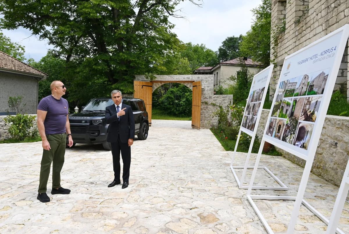 Yasaman Hotel-in Şuşada bərpası: Prezident İlham Əliyev yeni binaları ziyarət etdi